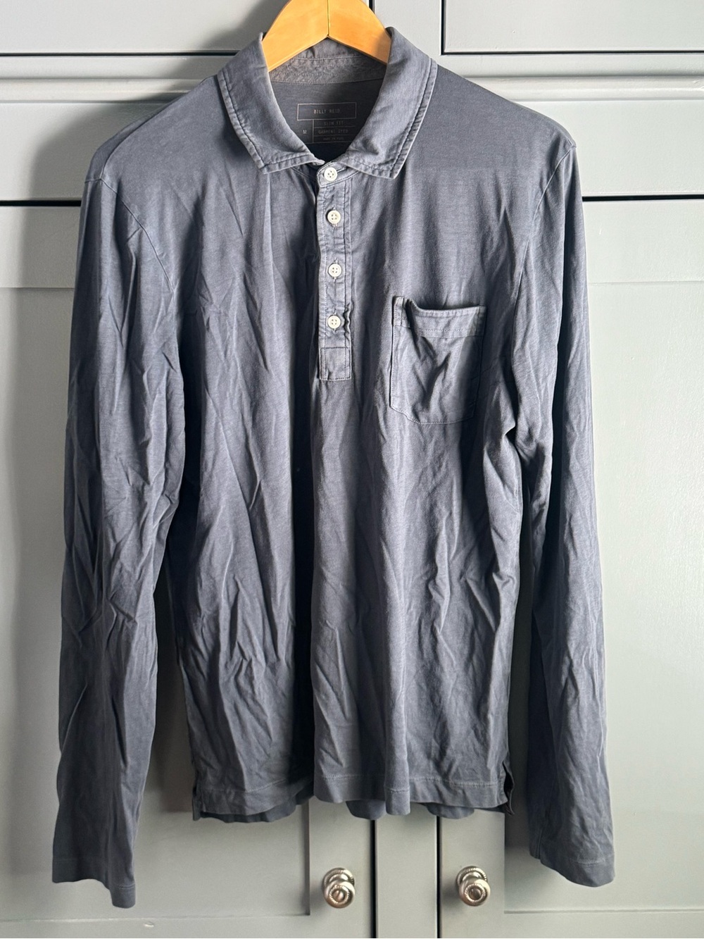 Billy Reid Long-Sleeve Polo Navy Blue